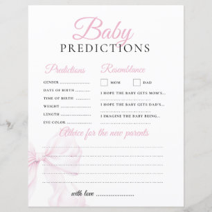 Papier Prédictions et conseils Jeu Baby shower de Bow Ros
