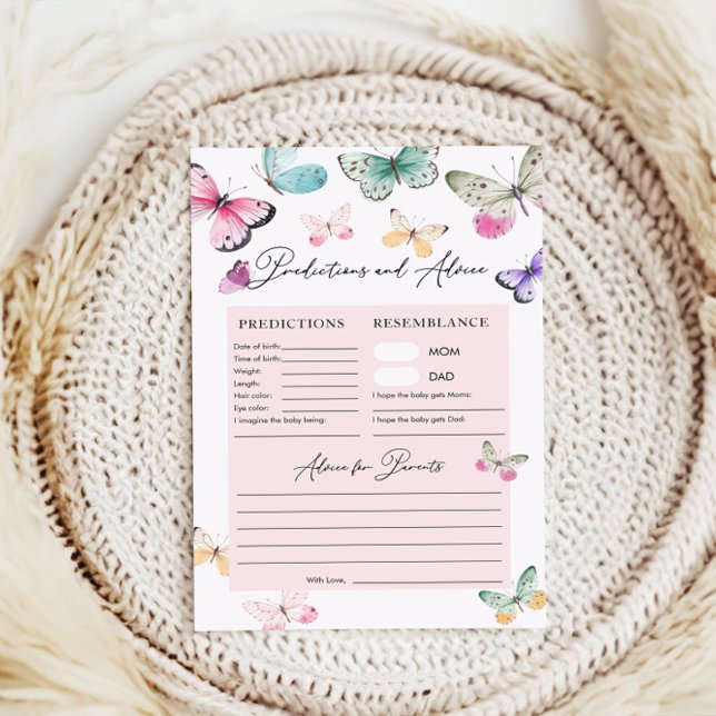Papier Prédictions et conseils Jeux de Baby shower papill (Créateur téléchargé)