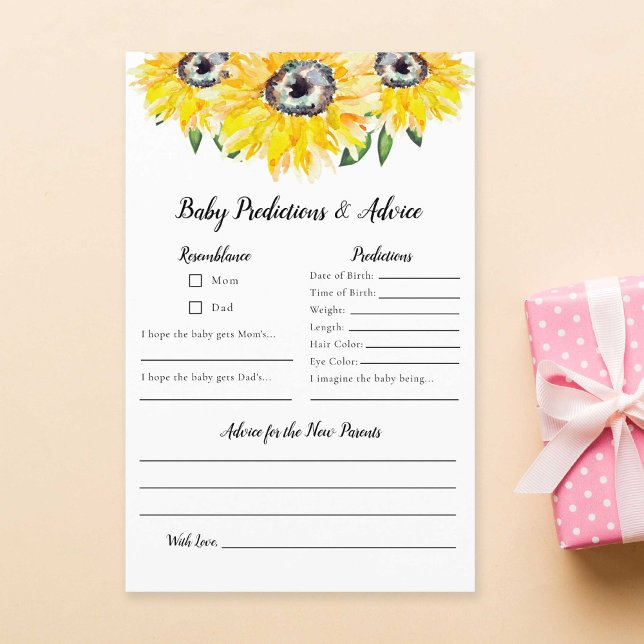 Papier Prédictions et conseils pour bébé Baby shower de t (Créateur téléchargé)