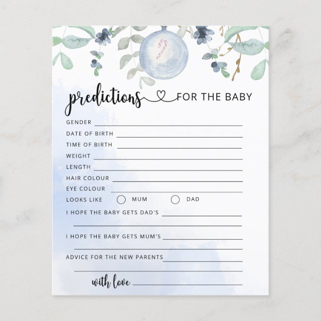 Papier Prédictions et conseils pour bébé de Noël (Devant)