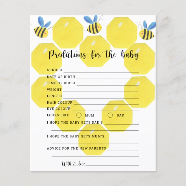 Papier Prédictions et conseils pour bébé - fleurs d'abeil (Devant)