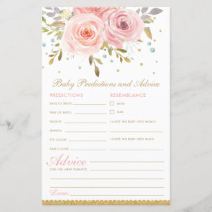 Papier Prédictions et conseils pour bébé floral rose pâle
