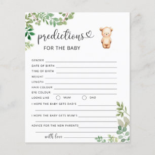 Papier Prédictions et conseils pour bébé petit ours
