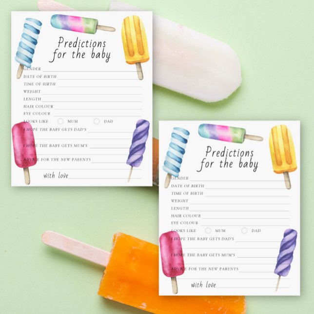 Papier Prédictions et conseils pour bébé shower Popsicle (Créateur téléchargé)