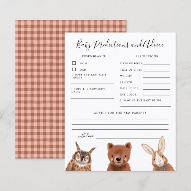 Papier Prédictions et conseils pour bébé Woodland (Devant / Derrière)