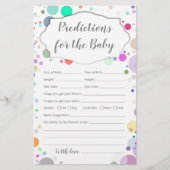 Papier Prédictions et conseils pour le jeu de baby shower (Devant)