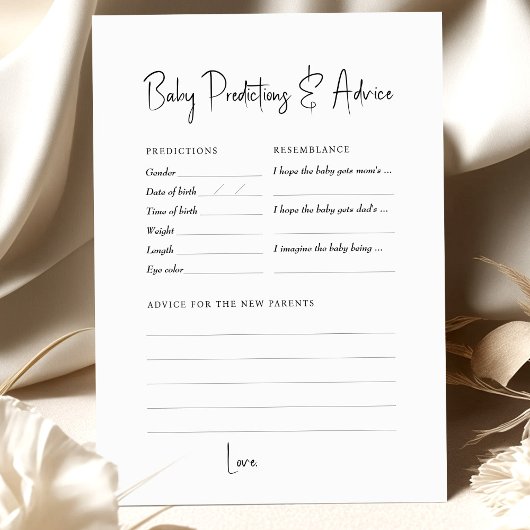 Papier Prédictions et Conseils pour le Jeu de Baby Shower