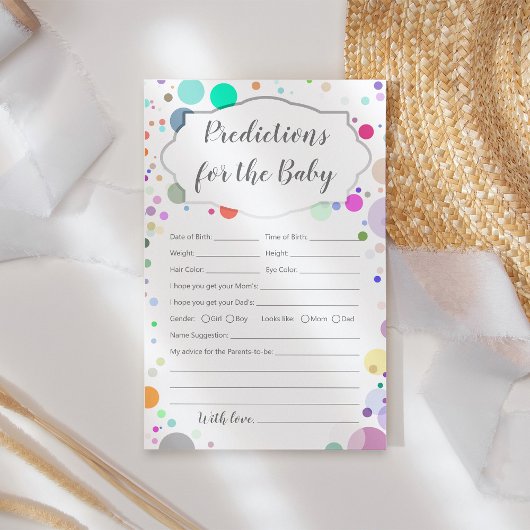 Papier Prédictions et conseils pour le jeu de baby shower