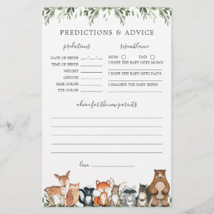 Papier Prédictions et conseils sur le Baby shower des boi