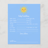 Papier Prédictions Et Conseils Sur Le Baby shower Du Sole (Devant)