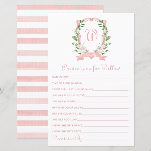 Papier Prédictions florales pour bébé crête (Devant / Derrière)