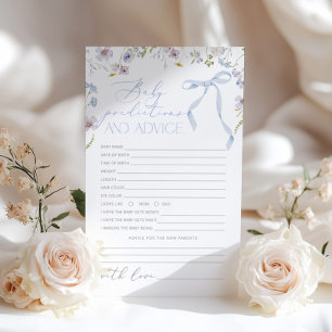 Papier Prédictions pour bébé baby shower floral bleu Bow