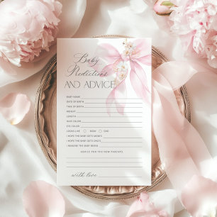 Papier Prédictions pour bébé baby shower floral rose Bow