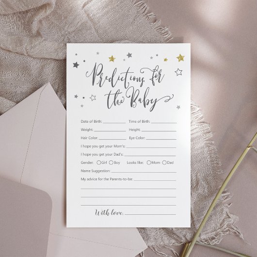 Papier Prédictions pour bébé genre neutre étoile d'or gri