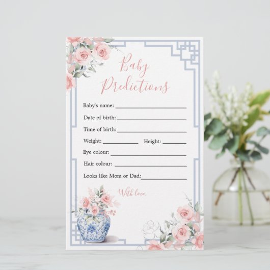 Papier Prédictions pour bébé pot à gingembre en chinoiser (Debout devant)