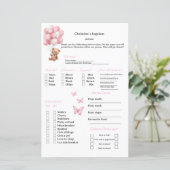 Papier Prédictions roses et jeu de conseils pour baptême (Debout devant)