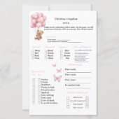 Papier Prédictions roses et jeu de conseils pour baptême (Devant)