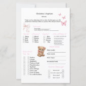 Papier Prédictions roses et jeu de conseils pour baptême (Devant)