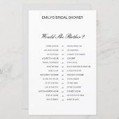 Papier Préférerait-elle imprimer le jeu de Fête des marié (Devant / Derrière)