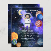 Papier Premier Anniversaire Astronaut de l'espace Planète (Devant / Derrière)
