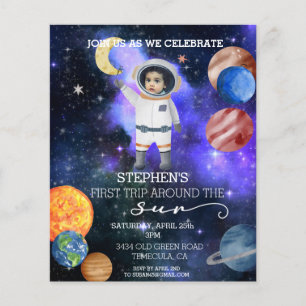 Papier Premier Anniversaire Espace Astronaute Galaxie Pla