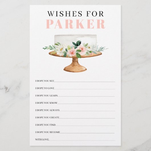 Papier Premier Anniversaire Jeu moderne rose floral fille (Devant)