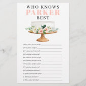 Papier Premier Anniversaire Jeu moderne rose floral fille (Dos)