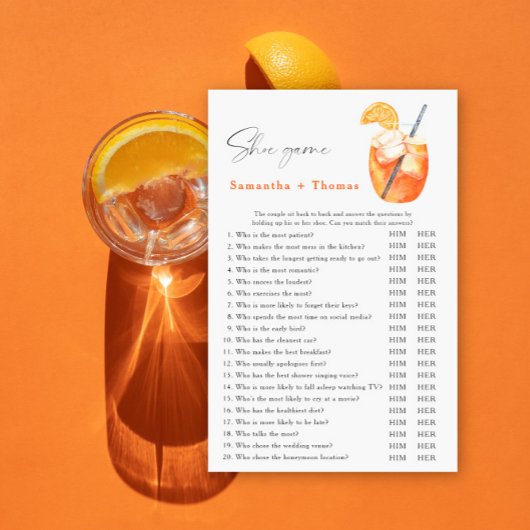 Papier premier cocktail spritz douche nuptiale Chaussure 