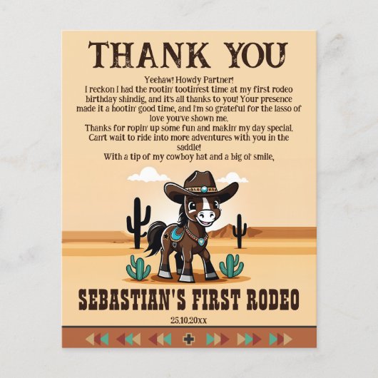 Papier Premier rodéo fête d'anniversaire (Devant)