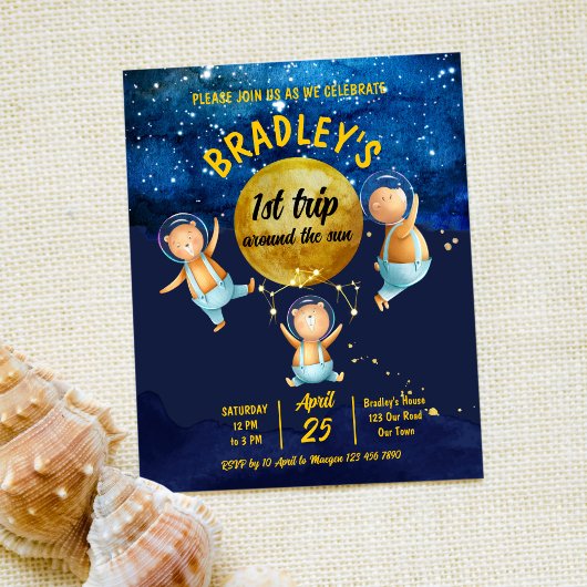 Papier Premier voyage autour du soleil anniversaire invit