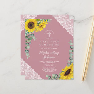 Papier Première communion de dentelle rose de tournesol B