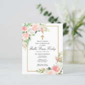 Papier Première communion florale rose budget (Debout devant)