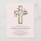 Papier Première Communion Gold Cross Blush rose Floral (Devant)
