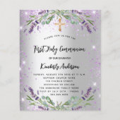 Papier Première Communion lavande argent budget Invitatio (Devant)