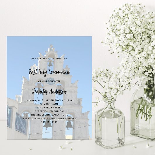Papier Première communion photo église invitation budgéta