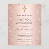 Papier Première communion rose invitation or (Devant)
