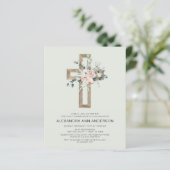 Papier Première Communion Sage Vert Blush Rose Floral (Debout devant)