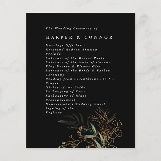 Papier Premium Noir moderne Onyx Abstrait Eucalyptus (Dos)