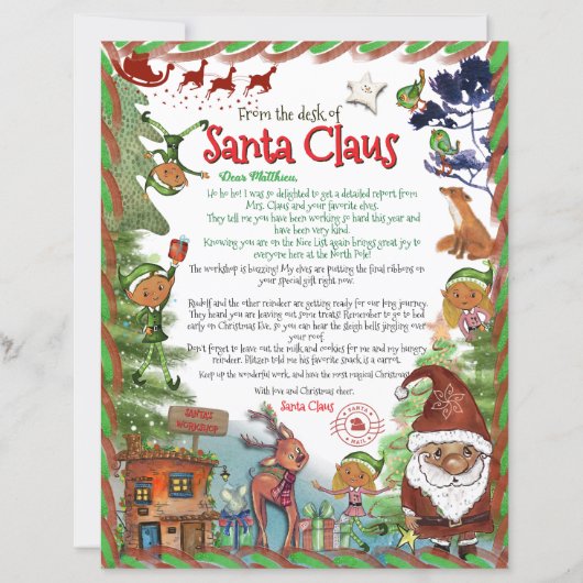 Papier Premium Personalized Watercolor Letter from Santa (Devant)
