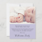 Papier Présentation de photos Faire-part de naissance vio (Dos)