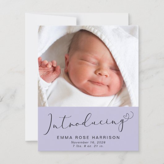 Papier Présentation de photos Faire-part de naissance vio (Devant)