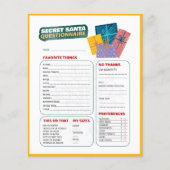 Papier Présente le questionnaire secret de jeu de Noël Pè (Devant)