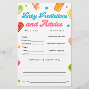Papier Prêt à pop Baby shower Baby Predictions Jeu