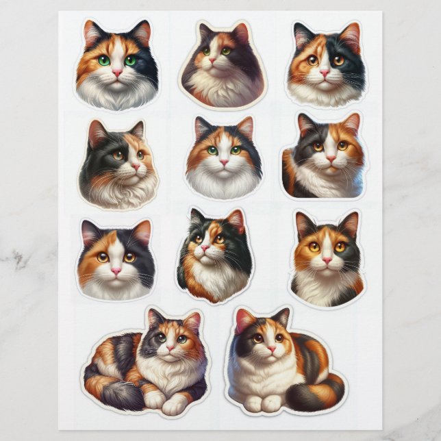 Papier Pretty Calico Cat Illustrations Fussy Cuts (Devant)