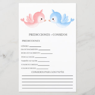 Papier Prévisions de baby shower en espagnol