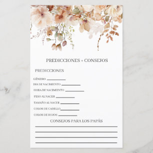 Papier Prévisions de baby shower en espagnol