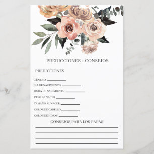 Papier Prévisions de baby shower en espagnol