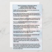 Papier Prière pour le président Trump et les États-Unis - (Devant / Derrière)