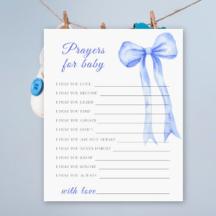 Papier prières baby shower arc bleu pour bébé