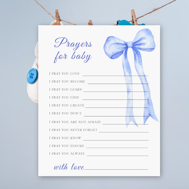 Papier prières baby shower arc bleu pour bébé (Créateur téléchargé)